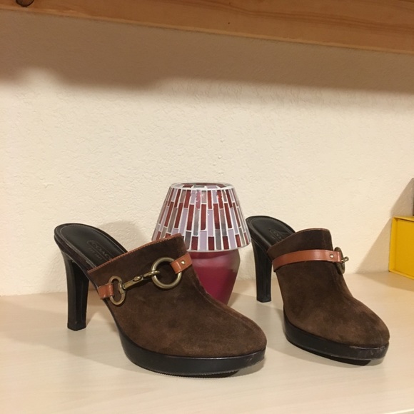 Coach suede clogs size 9 1/2 - Picture 3 of 7